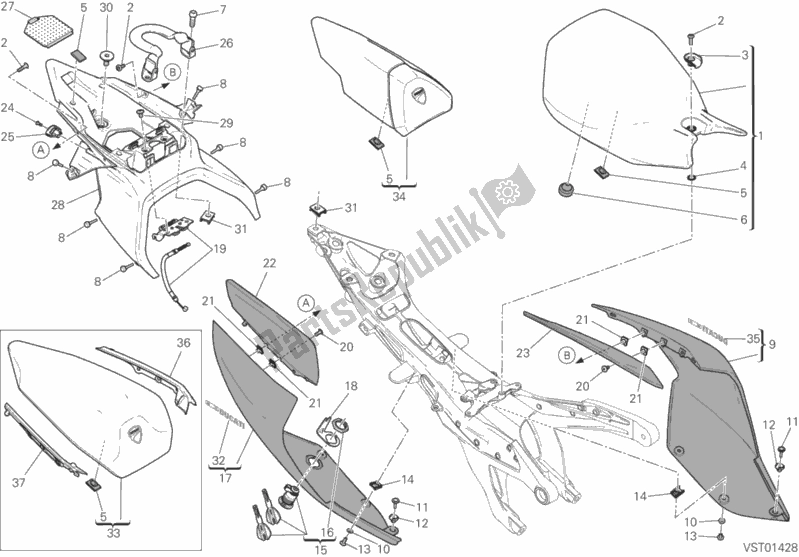 Alle onderdelen voor de Stoel van de Ducati Superbike 1299 ABS 2016
